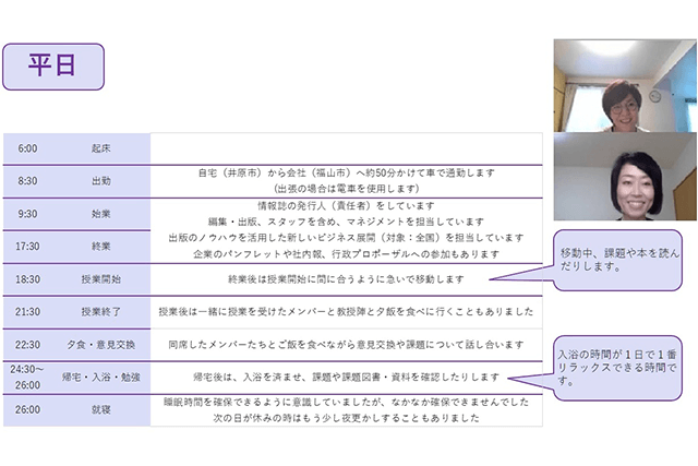 HBMS修了生へのタイムスケジュールインタビューPJ