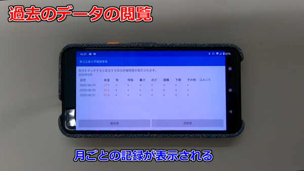 過去のデータの閲覧