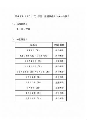 H29（2017）休診日