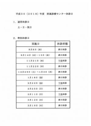 H30（2018）休診日